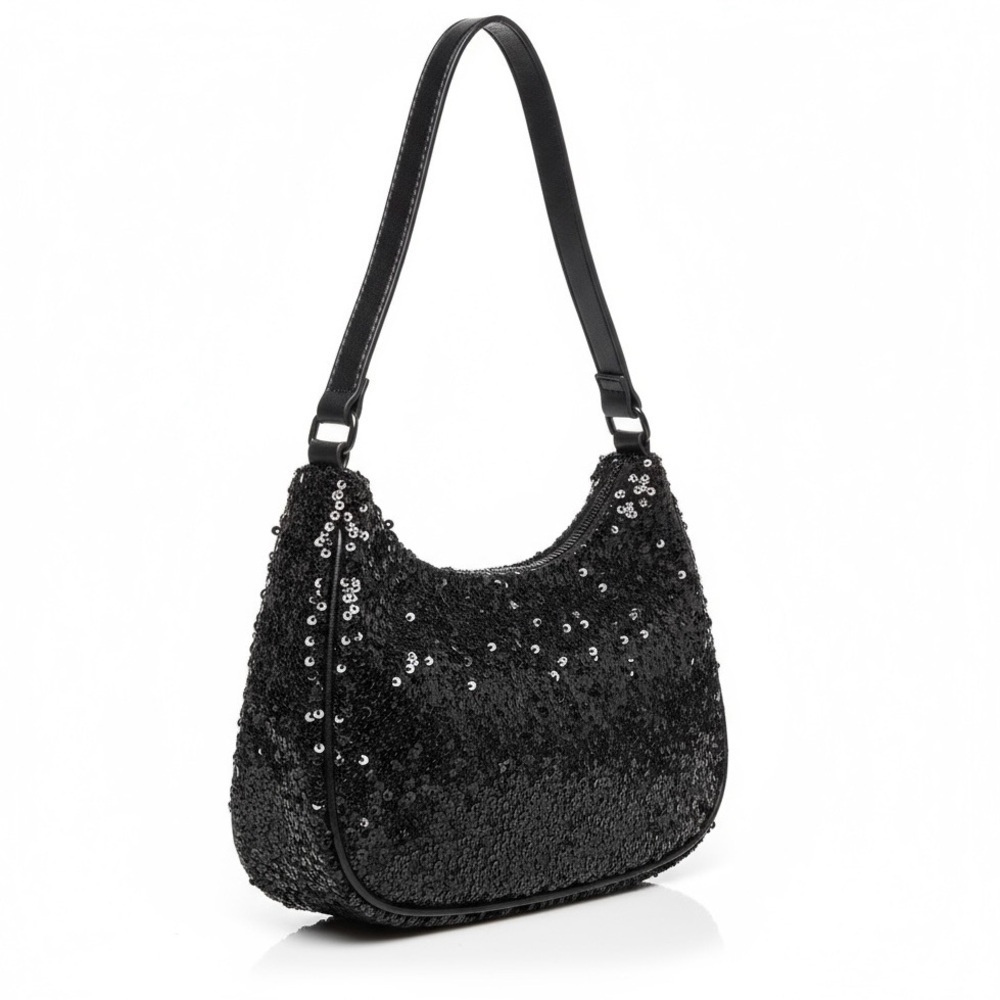 Nicole Miller Black Sequin Mini Shoulder Bag Brand New With Tags $60 MSRP